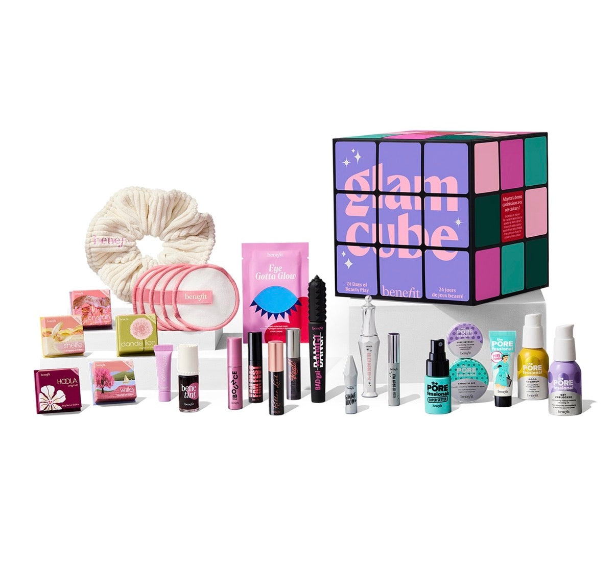 BENEFIT COSMETICS HOLIDAY ADVENT CALENDAR GLAM CUBE (SET DE MAQUILLAJE Y CUIDADO DE LA PIEL)