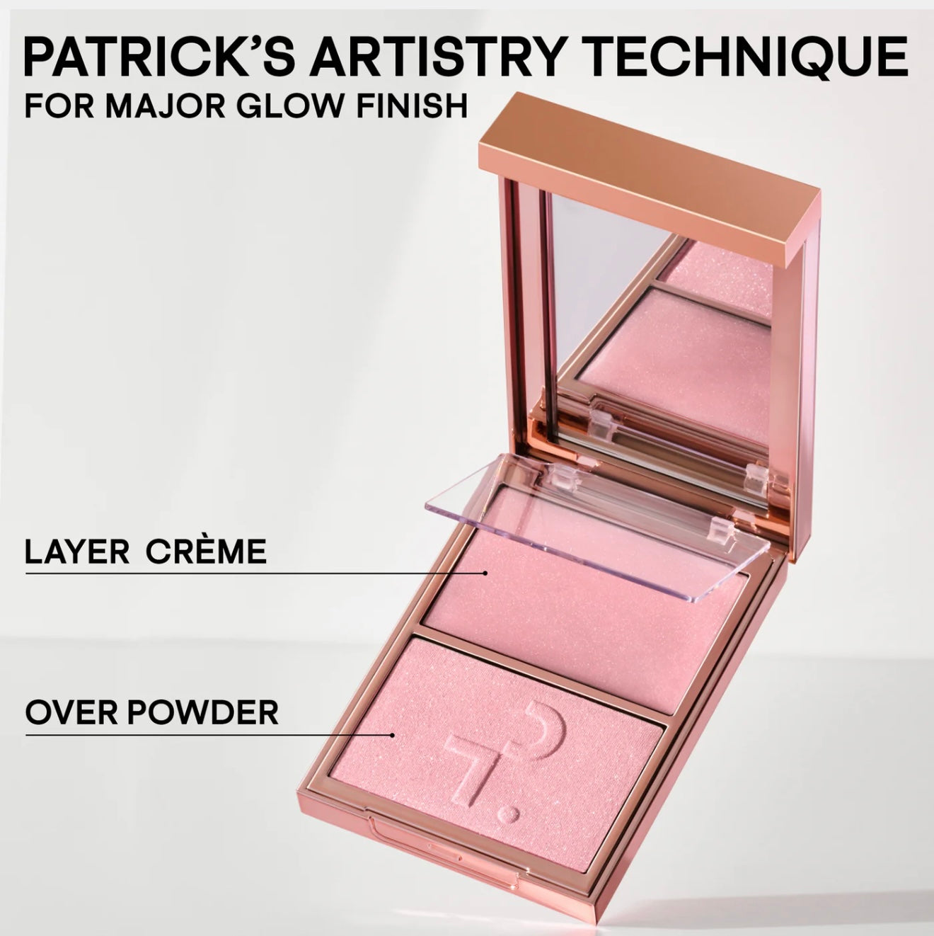 Major Glow Crème & Powder Light Reflecting Translucent Highlighter Duo/ Baby- Patrick Ta