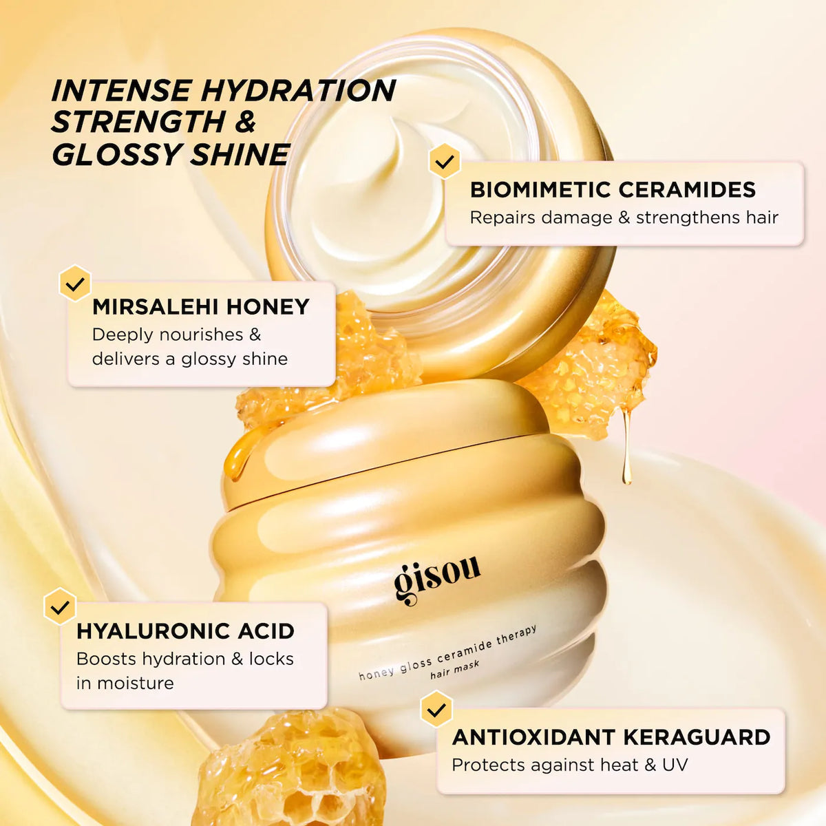 Honey Gloss Ceramide Therapy Hydrating Hair Mask - Gisou / Mascarilla para cabello hidratante 75 ml